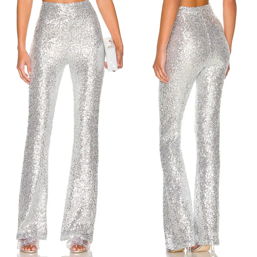 Only Hearts Shine On Sequined Bell Pants in Silver Size‎ Small